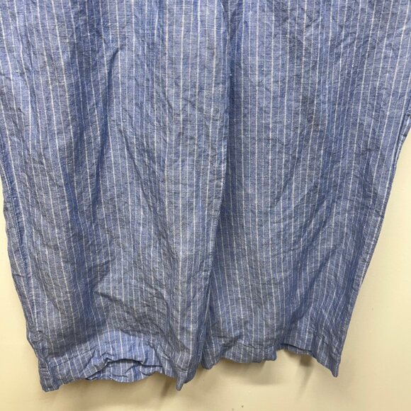 Talbots Blue Striped Linen-Cotton Drawstring Capri Pants L - Picture 2 of 9